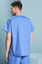 Charger l'image dans la galerie, Tunique Médicale Turquoise Col V Mixte avec trois poches