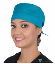 Charger l&#39;image dans la galerie, Calot médical Turquois en tissu lavable et réutilisable

